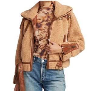 DH NEW YORK “Alison” Faux Shearling Moto Jacket